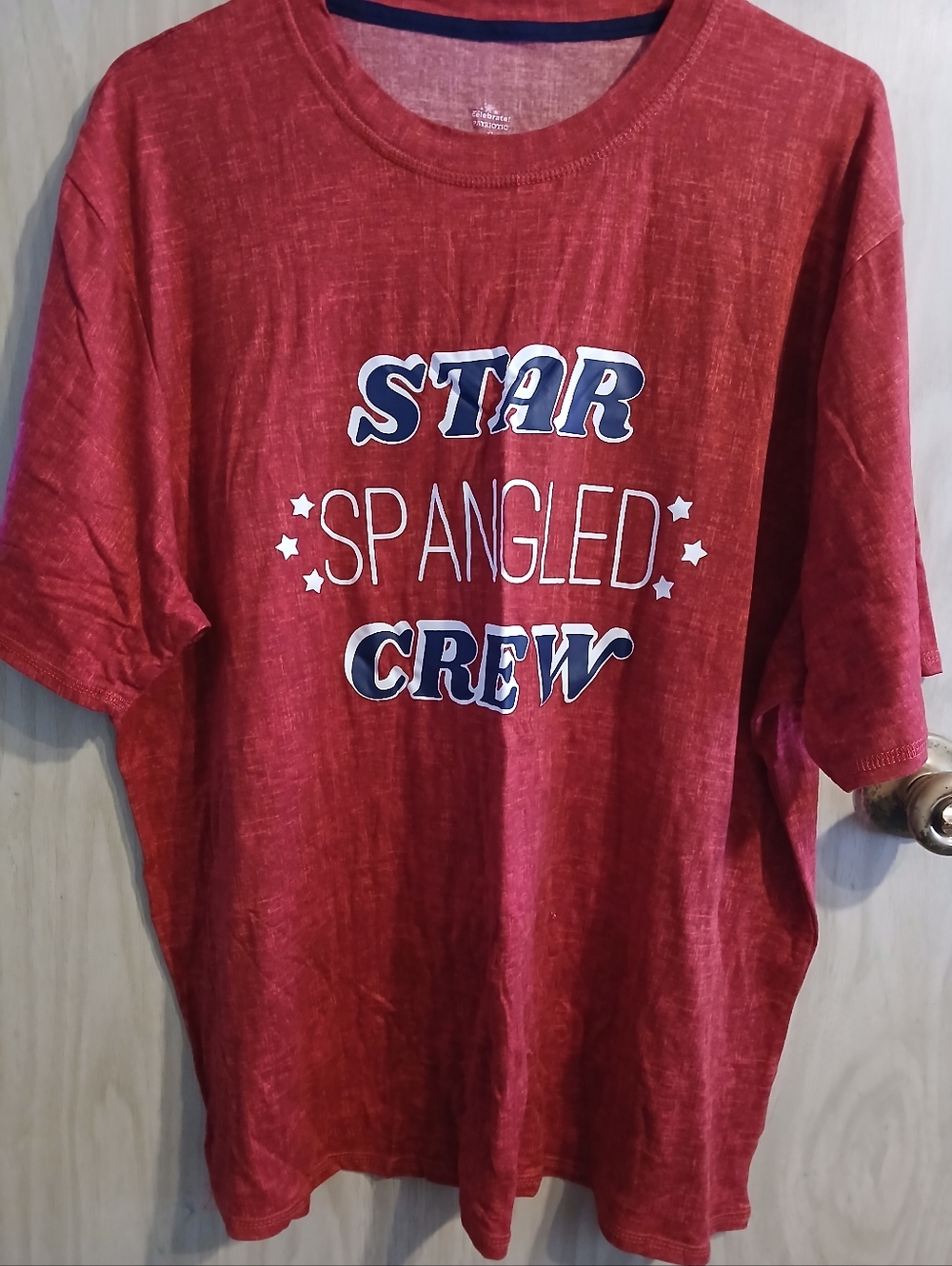 Way To Celebrate Patriotic Women's X-Large Red Star-Spangled Crew USA T-shirt